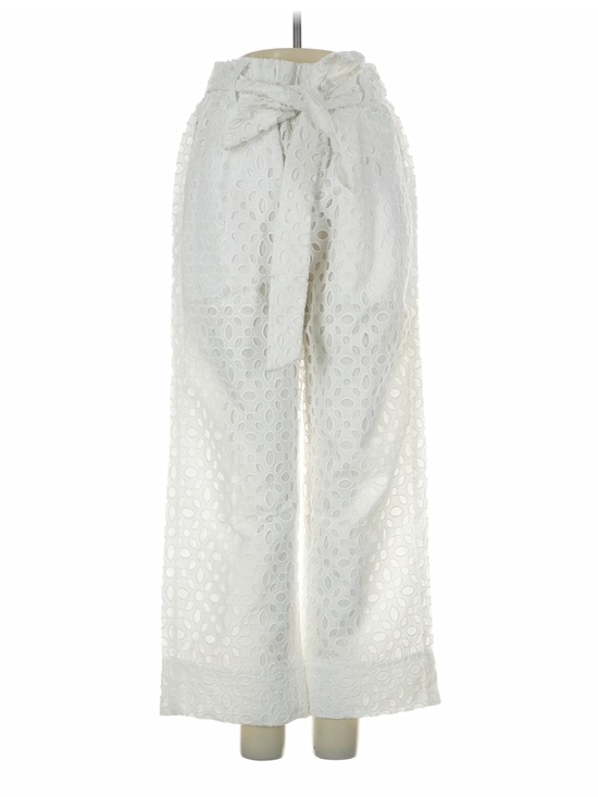 J. Crew Pants - J. Crew White Eyelet Wide-Leg Tie-Waist Pants